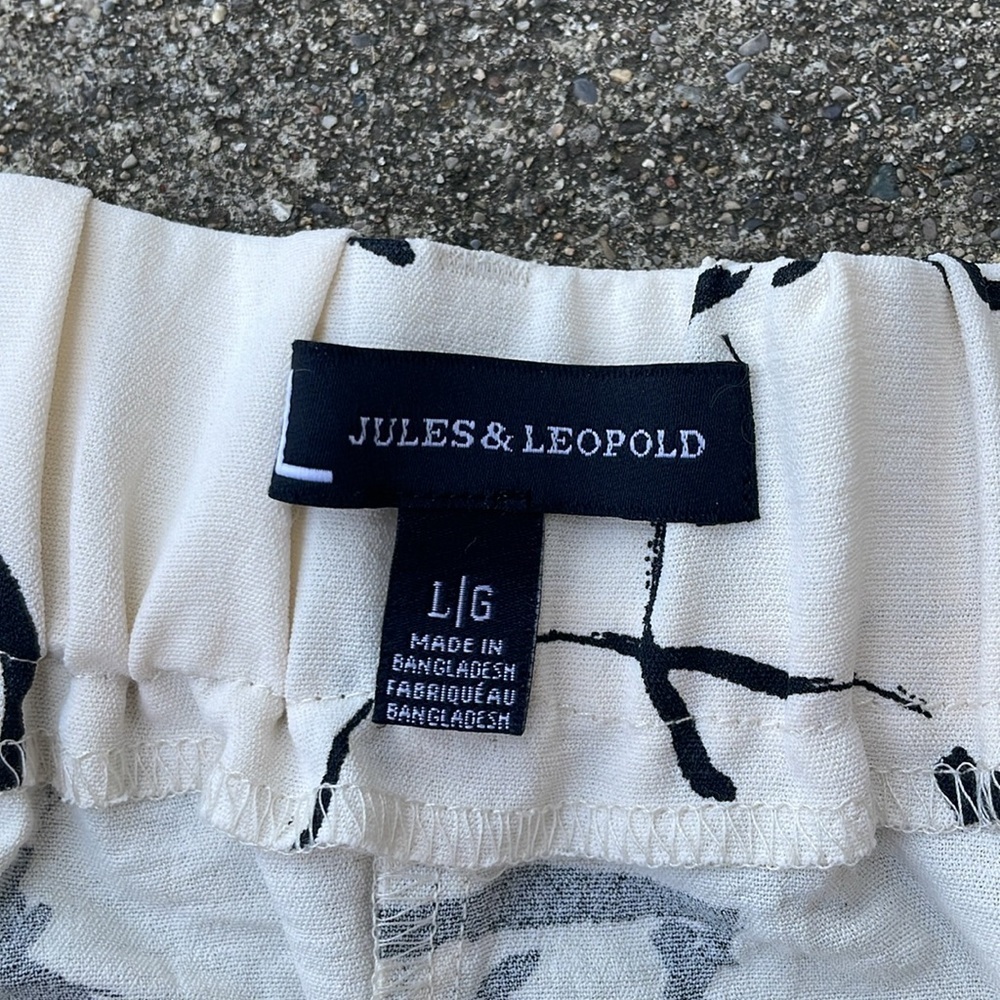 Jules & Leopold Wide Leg Cropped Pants Black White Floral NWT Size Large - Picture 3 of 6